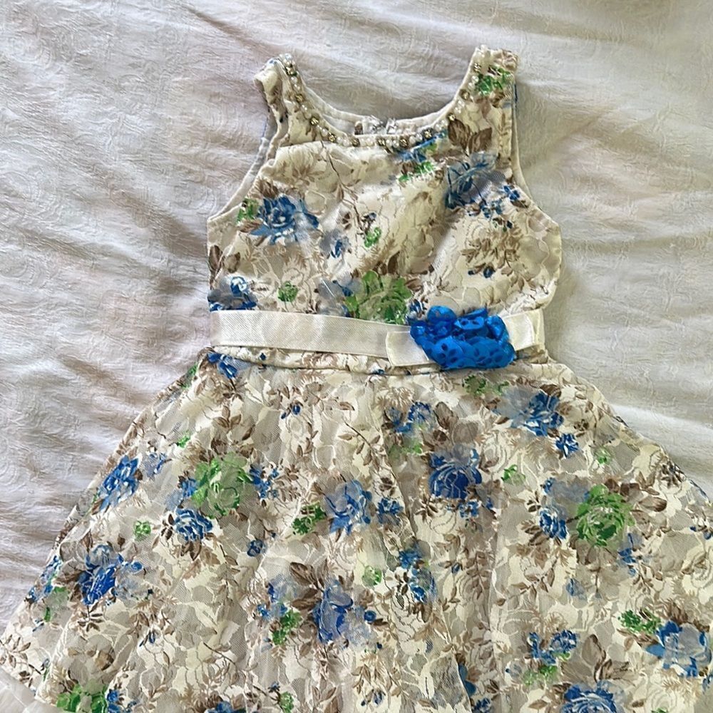 Sundress Blue and Green Sleeveless Scoop Neck for Dress Up Party
